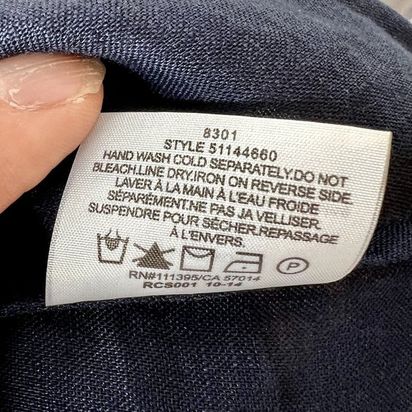 Tory Burch Navy Blue White Issy Scallop-Trim Embroidered Linen Tunic Top Size S - Picture 8 of 9